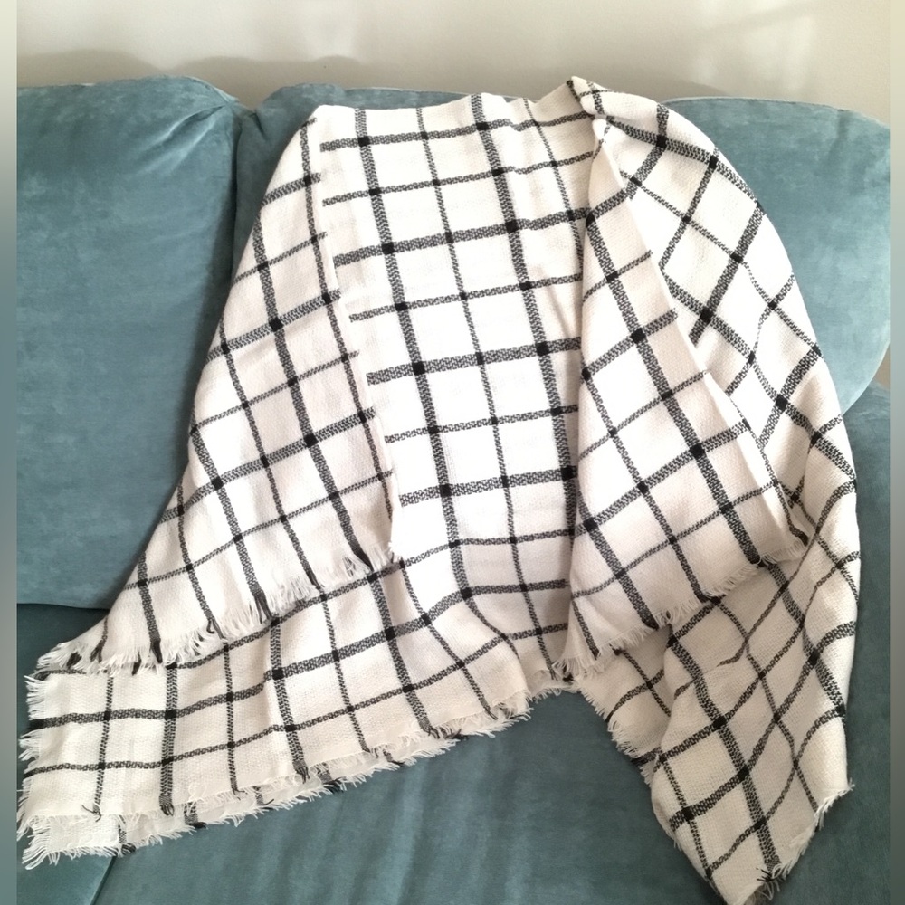 Plaid Fringe Blanket Scarf